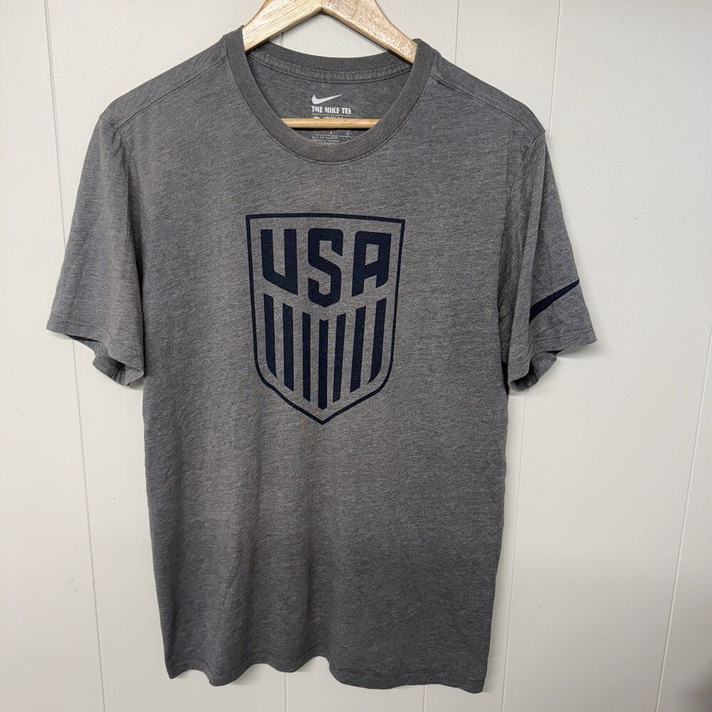 Nike Team USA Soccer T-Shirt Gray Swoosh Training Tee Running Gym Athletic Cut M